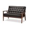 Baxton Studio Sorrento Brown Faux Leather Upholstered Wooden 2-seater Loveseat 122-6768 - alternate 5